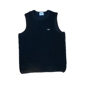 Women S Pop Trading Company Dancer Fleece Navy Sherpa Teddy Vest Sleeveless Wool